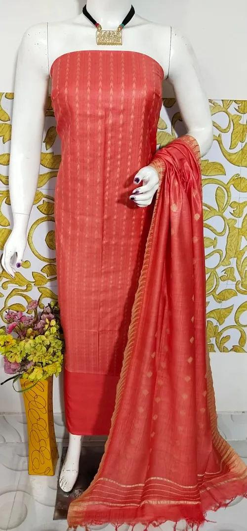 Katan Salab Weaving Design Suit – Premium Silk-Feel Unstitched Ethnic Set